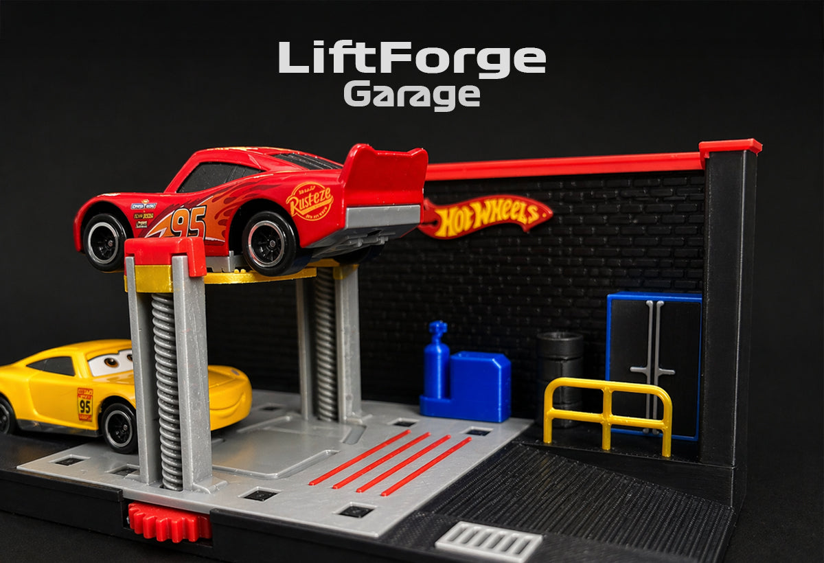 LiftForge Garage – Diecast Car Service Bay (1:64 Scale)