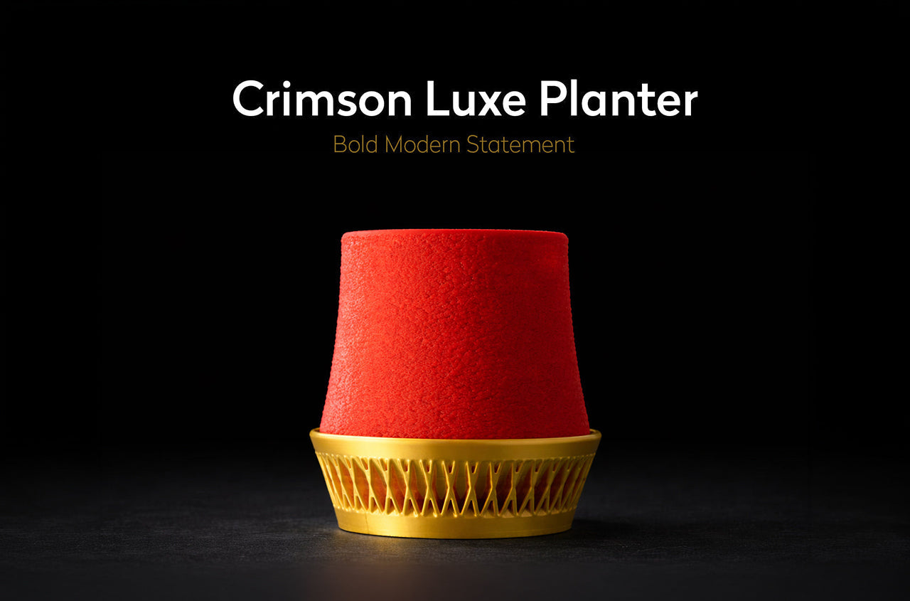 Crimson Luxe Planter - Bold Modern Statement Vase
